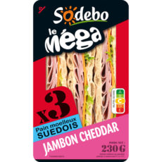 Sandwich Le Méga - Club - Jambon Cheddar x3 / pain suédois