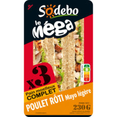 Sandwich Le Méga - Club - Poulet rôti Mayo légère x3