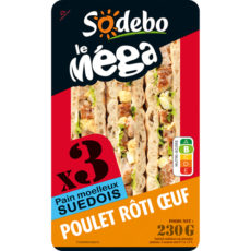 Sandwich Le Méga - Club - Poulet rôti Oeuf x3 / pain suédois