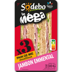 Sandwich Le Méga - Club - Jambon Emmental x3