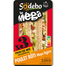 Sandwich Le Méga - Club - Poulet rôti Mayo légère x3