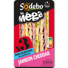 Sandwich Le Méga - Club - Jambon Cheddar x3 / pain suédois