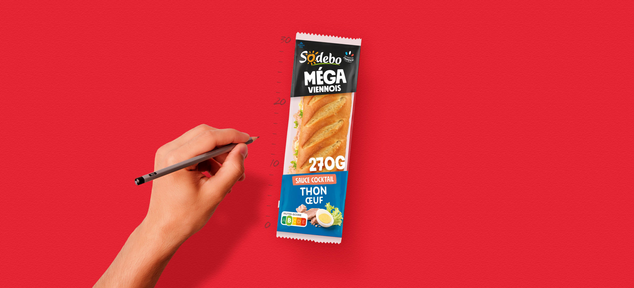 Sandwich Le Méga Viennois Sauce cocktail Thon Œuf au rayon frais Sodebo