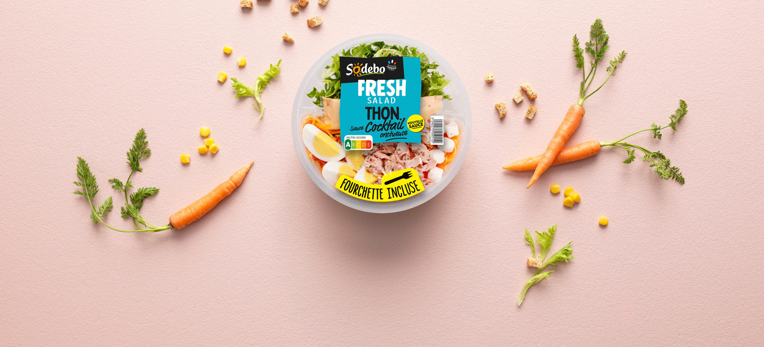 Fresh Salad Crudites, thon, fromage nature sauce cocktail au rayon