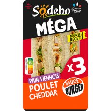 Sandwich Le Méga - Club - Poulet Cheddar Sauce Burger x3