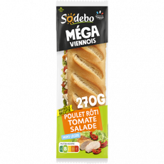 Sandwich Le Méga viennois - Poulet rôti tomate salade